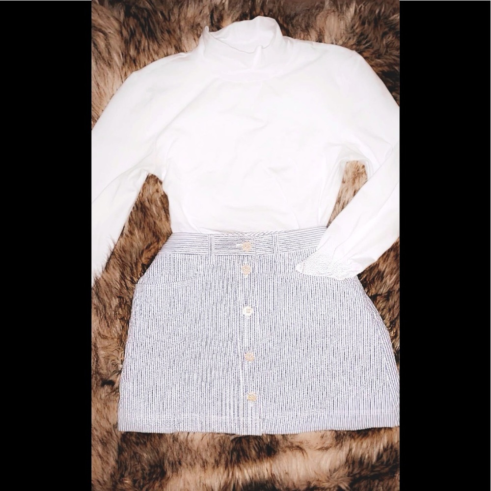 Baby Blue Striped Theory Skirt